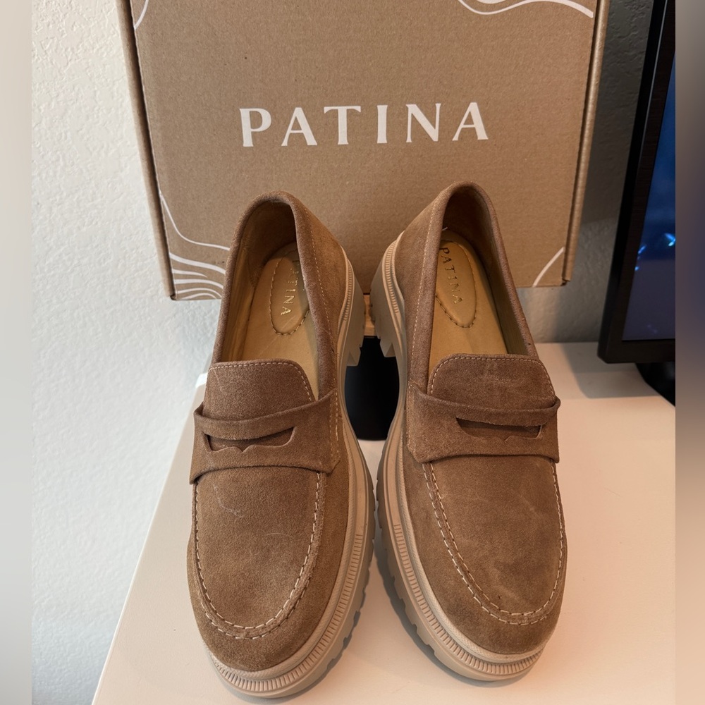 Patina Suede Lug Sole Loafers Size 9 (Fits 8.5) NWT